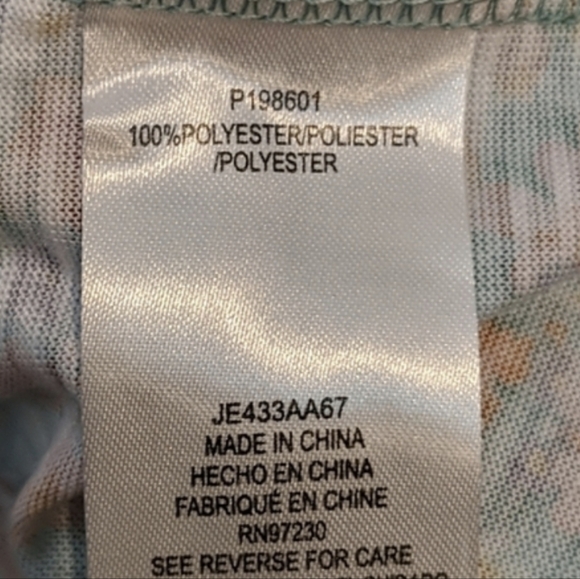 Almost Famous Smocked Blue Green and Orange Floral Print Top Size Medium - Picture 9 of 11